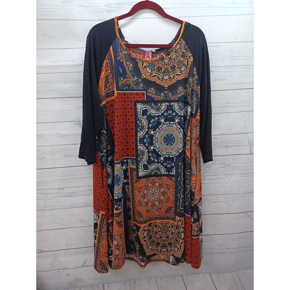 Honey Me Dress Long Sleeve Gray Emo Floral Sz 2XL Sharkbite